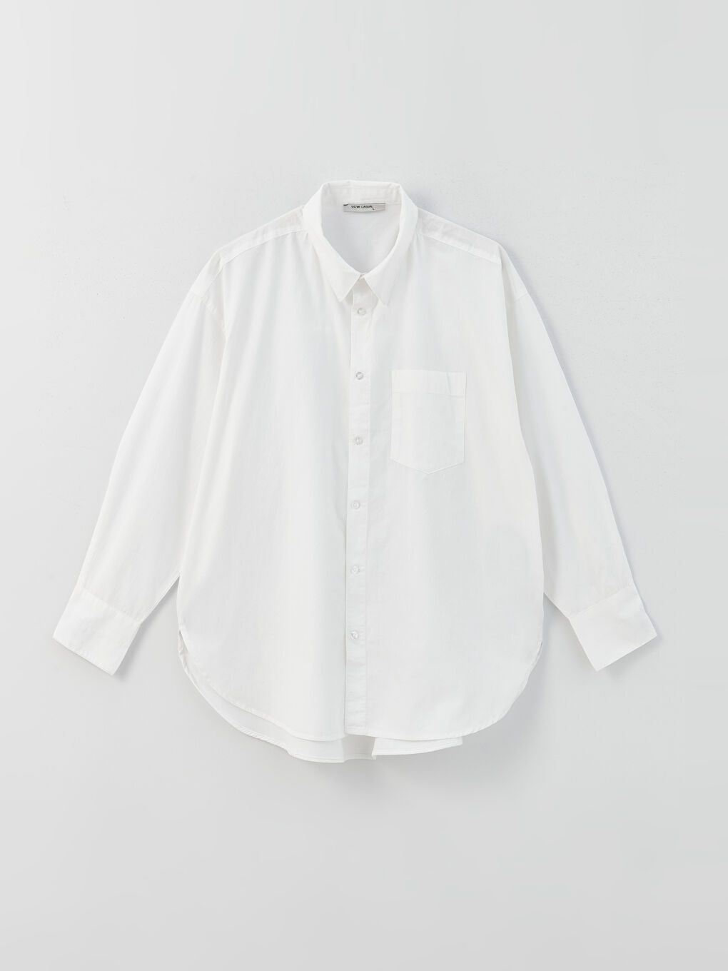 Beyaz Oversize Poplin Kadın Gömlek-5