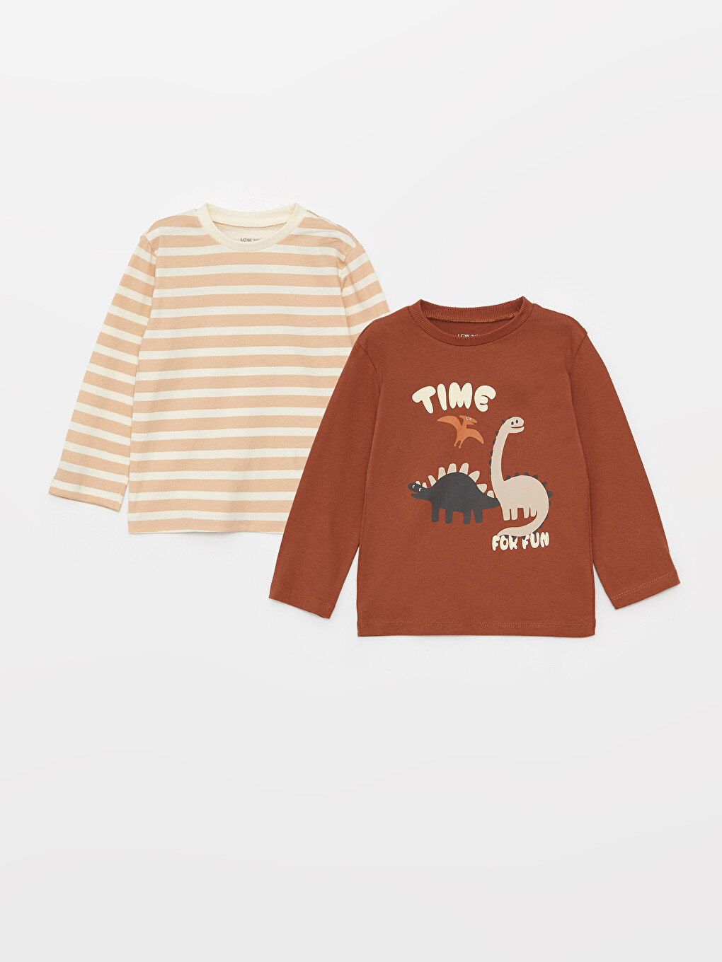 Crew Neck Long Sleeve Printed Baby Boys' T-Shirt 2 Pack