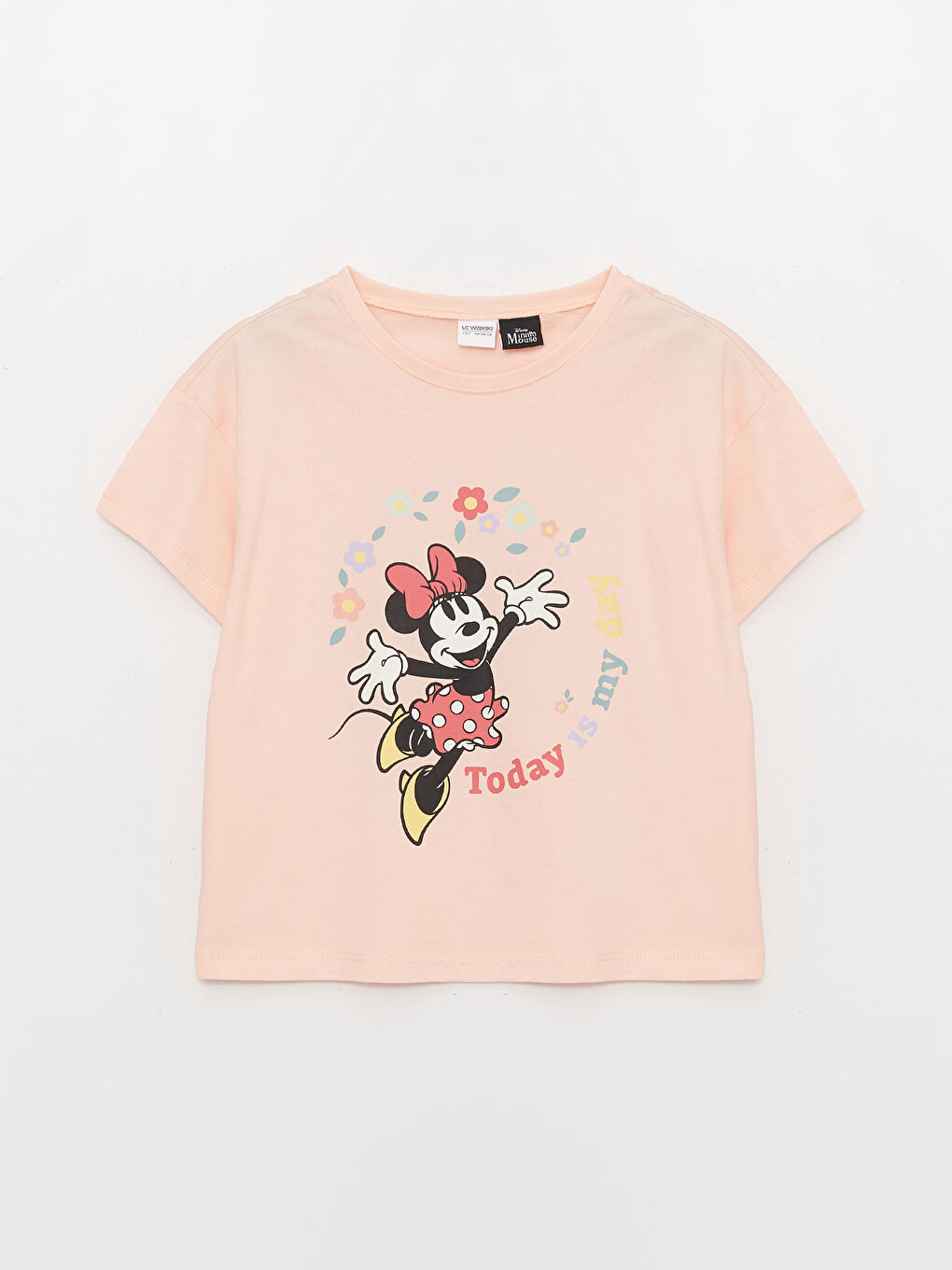 LCW Kids Pembe Bisiklet Yaka Minnie Mouse Baskılı Kısa Kollu Kız Çocuk Pijama Takımı - 1