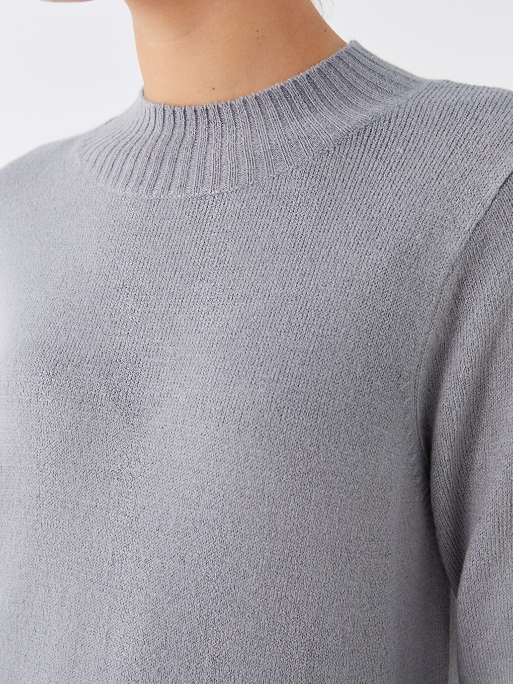 LCWAIKIKI Classic Crew Neck Plain Long Sleeve Women's Knitwear Dress -W37013Z8-DD0