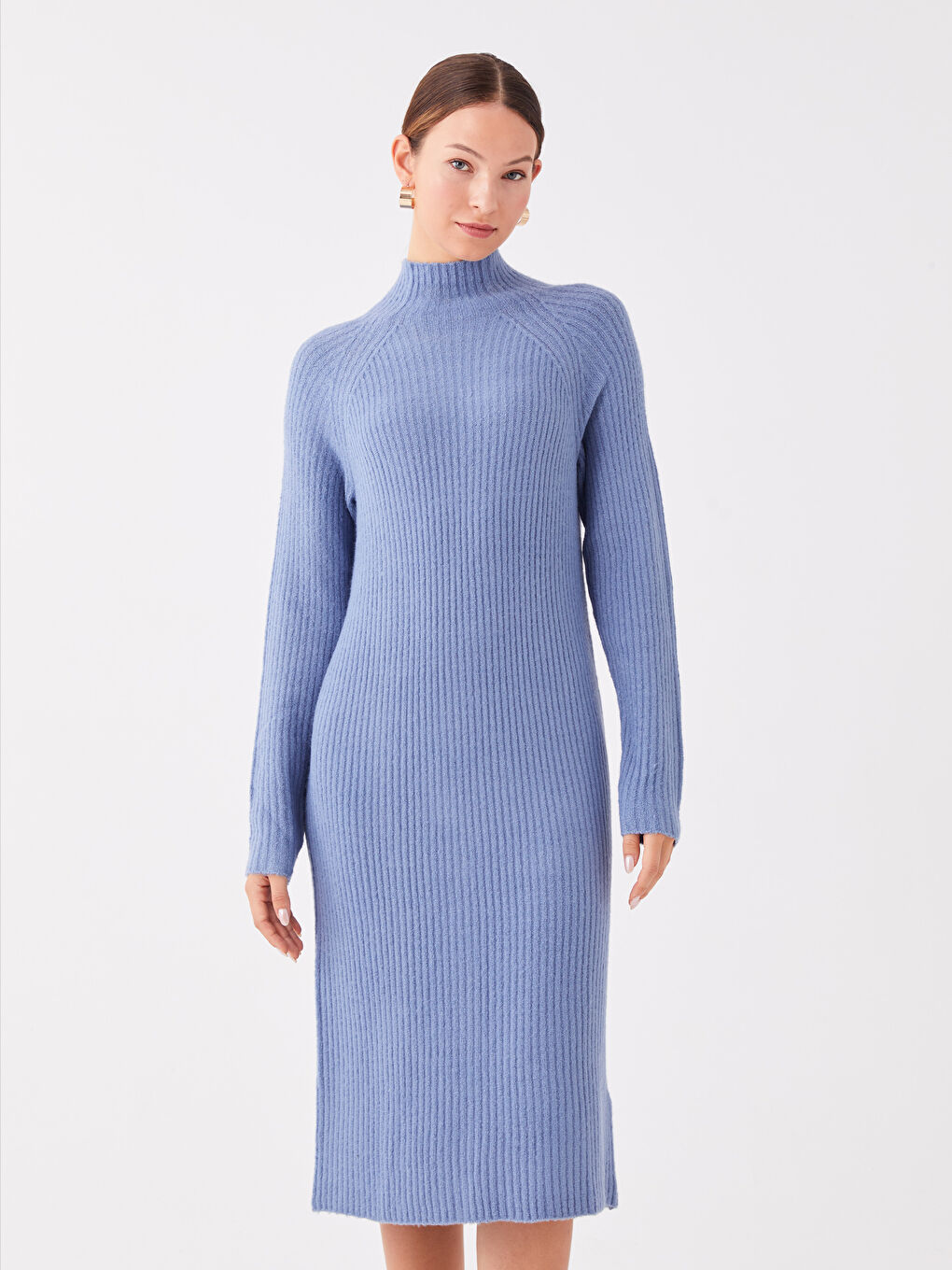 LCWAIKIKI Classic Turtleneck Self-Patterned Long Sleeve Women's Trikot Dress -W37014Z8-L9D