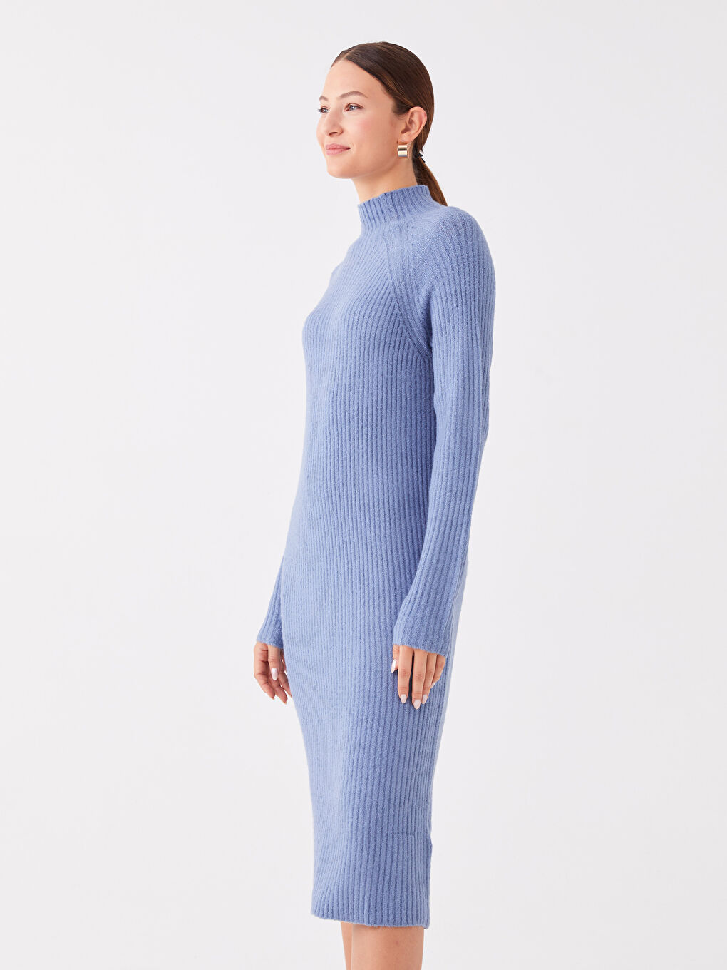 LCWAIKIKI Classic Turtleneck Self-Patterned Long Sleeve Women's Trikot Dress -W37014Z8-L9D