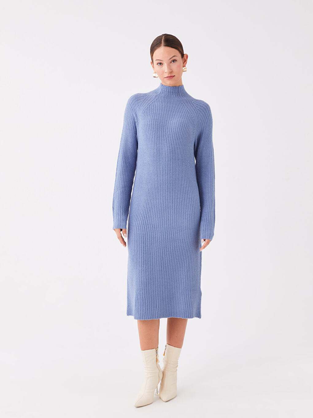 LCWAIKIKI Classic Turtleneck Self-Patterned Long Sleeve Women's Trikot Dress -W37014Z8-L9D