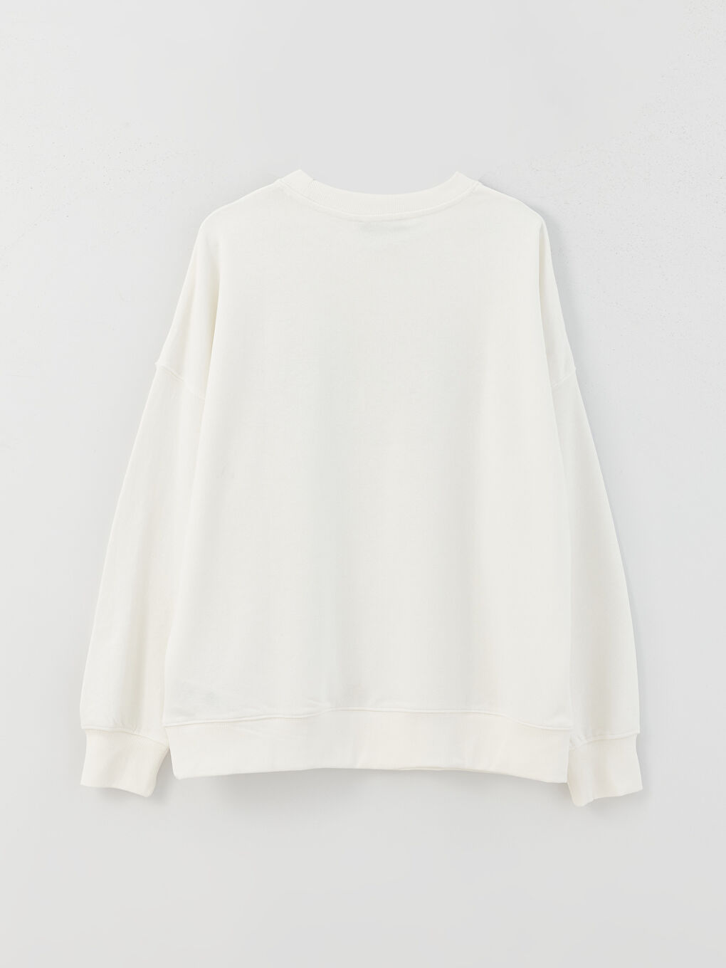 Ekru Bisiklet Yaka Baskılı Uzun Kollu Oversize Kadın Sweatshirt-6