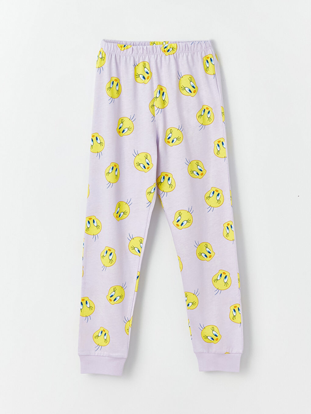 LCW Kids Ekru Bisiklet Yaka Tweety Baskılı Uzun Kollu Kız Çocuk Pijama Takımı - 4