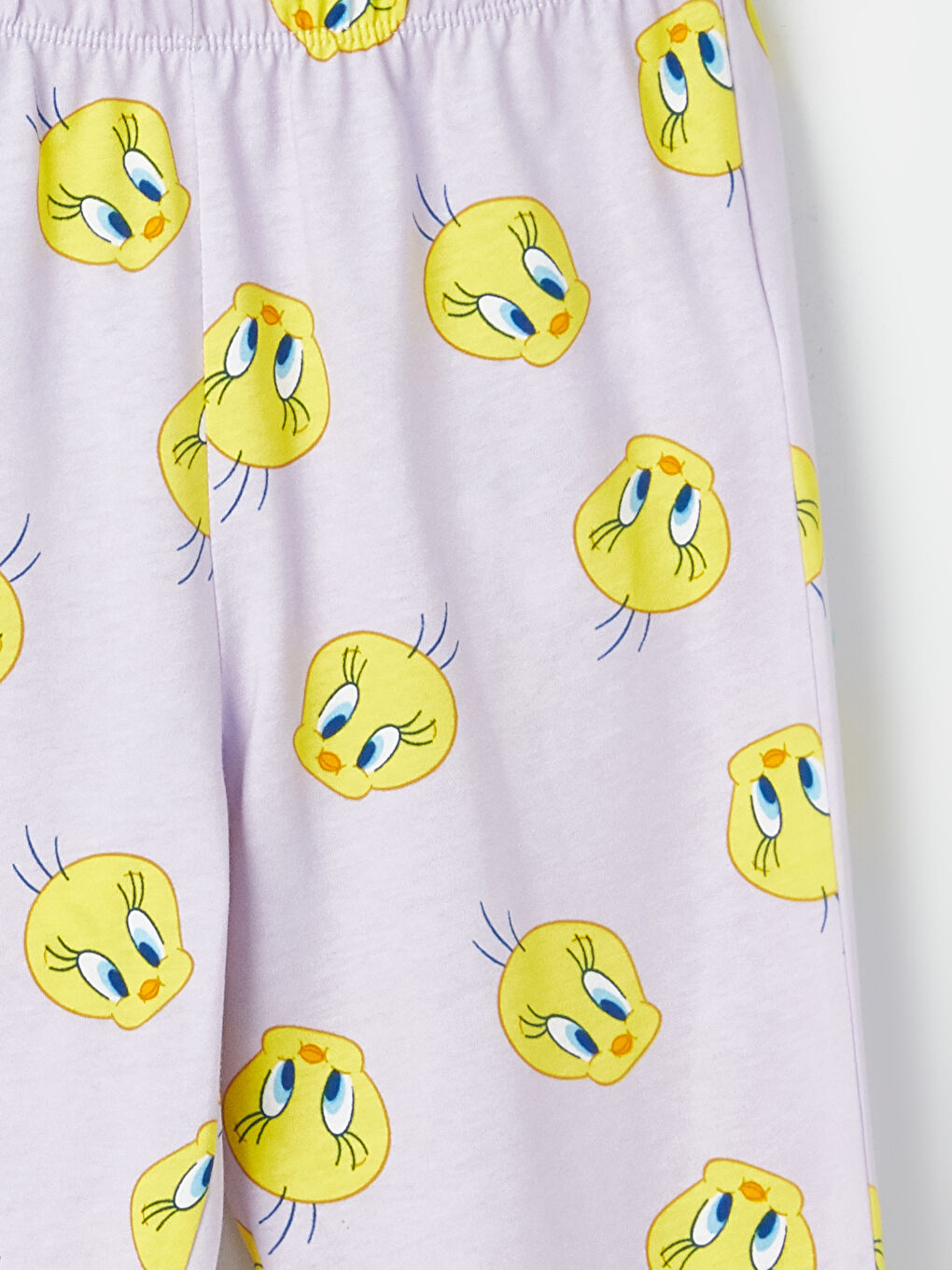 LCW Kids Ekru Bisiklet Yaka Tweety Baskılı Uzun Kollu Kız Çocuk Pijama Takımı - 5