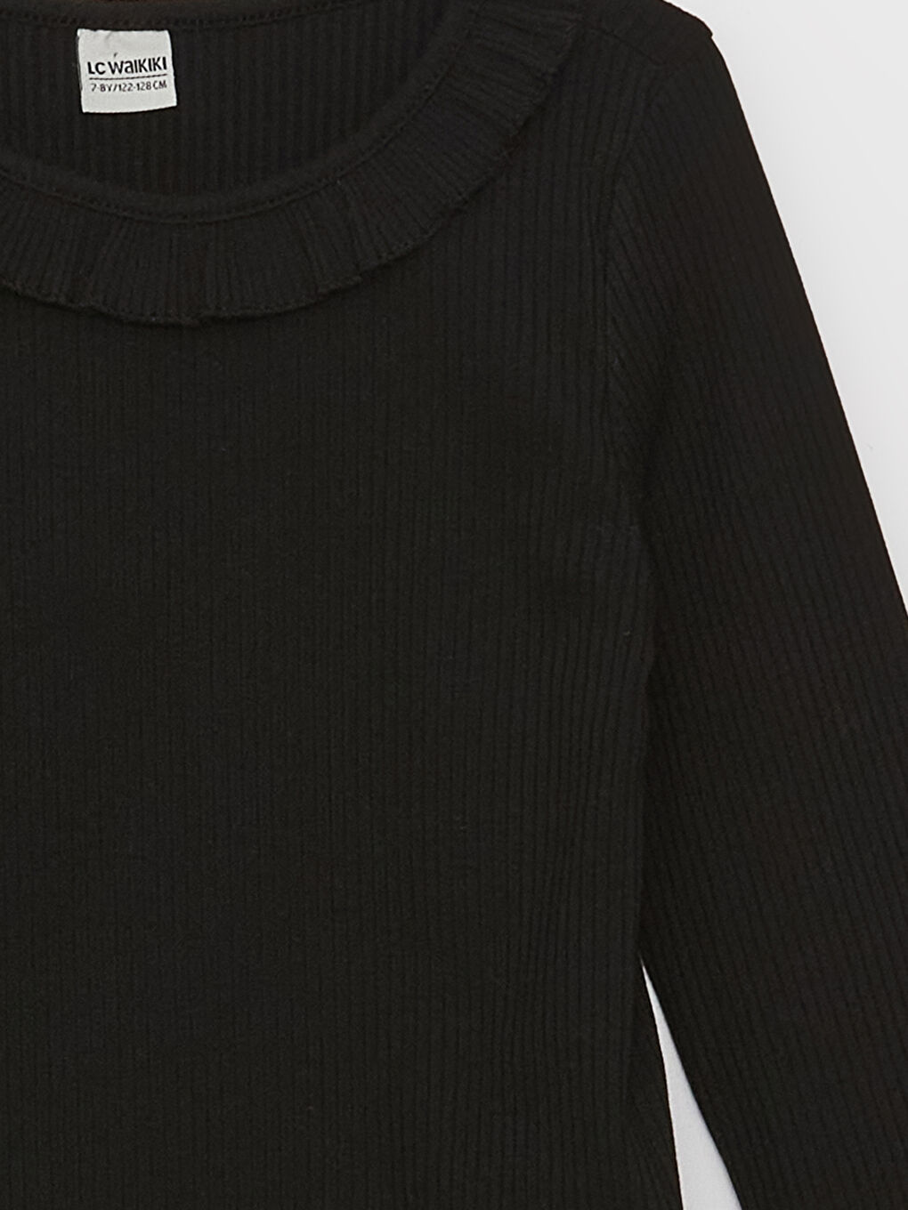 Siyah Bisiklet Yaka Uzun Kollu Kız Çocuk Tişört-1