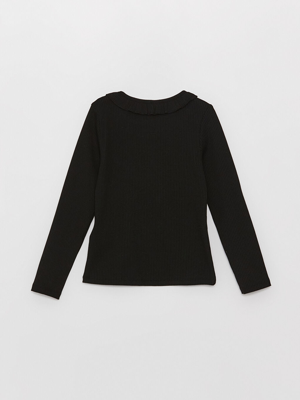 Siyah Bisiklet Yaka Uzun Kollu Kız Çocuk Tişört-2