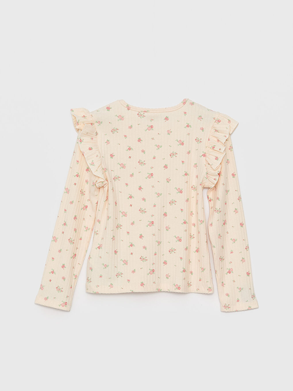 Crew Collar Patterned Long-Sleeved Girls' T-Shirt-1