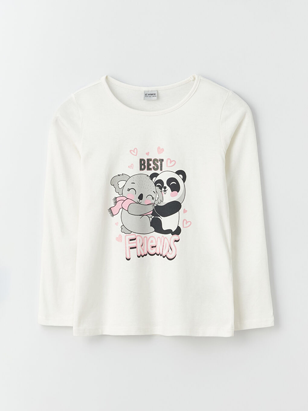 Crew Neck Printed Long Sleeve Girls' T-Shirt