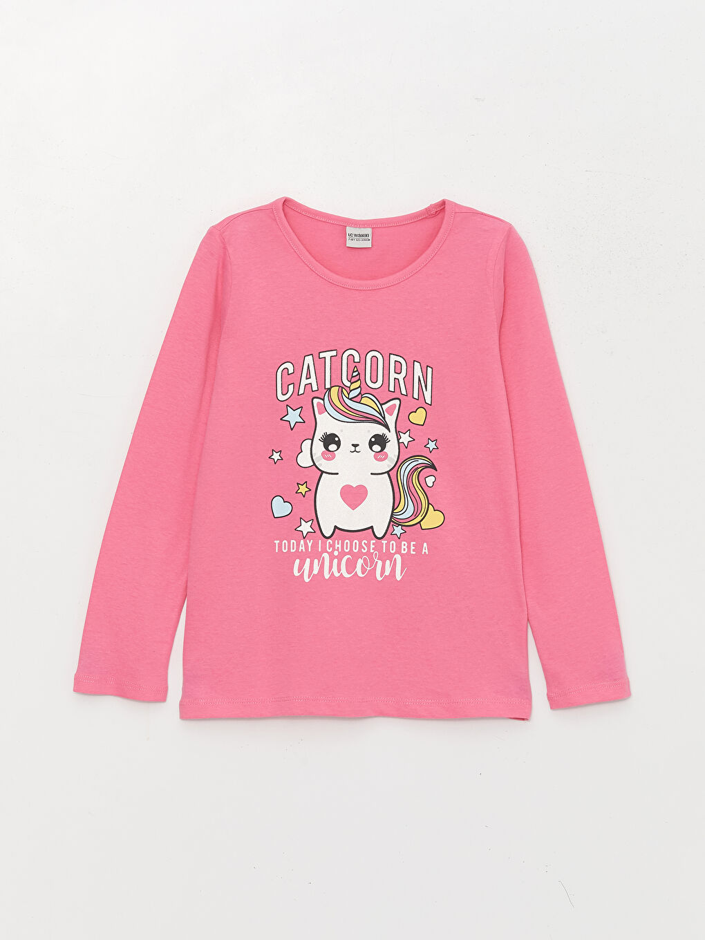 LCW Kids Crew Neck Printed Long Sleeve Girls' T-Shirt -W37088Z4-GEV