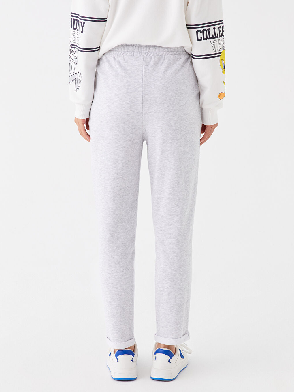 Women's Elasticated Waist Plain Sweatpants-4