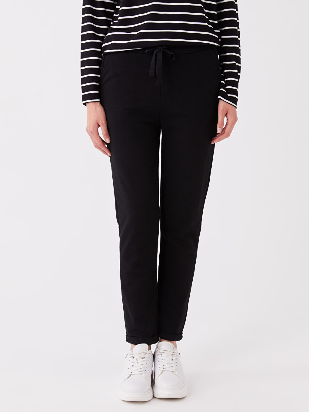 Women's Elasticated Waist Plain Sweatpants -W37100Z8-RQN