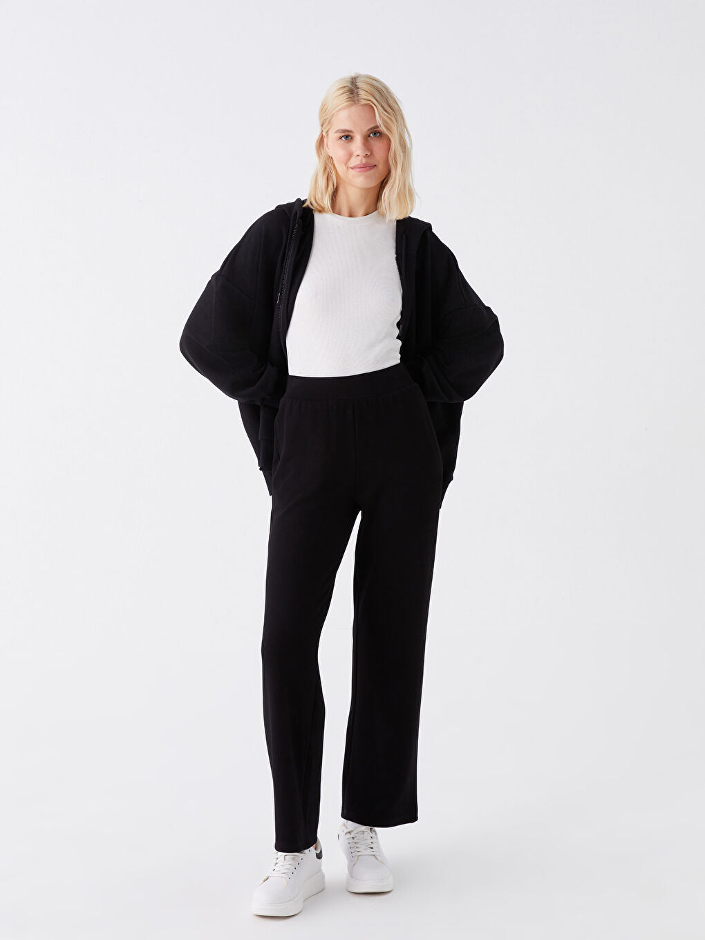 ელასტიური წელი თავისუფალი მორგება ქალებისთვის სპორტული შარვალი-1