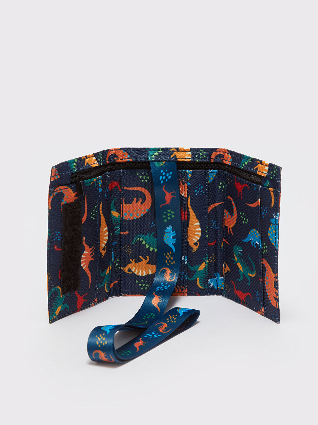 Lacivert Dinozor Baskılı Erkek Çocuk Cüzdan-1