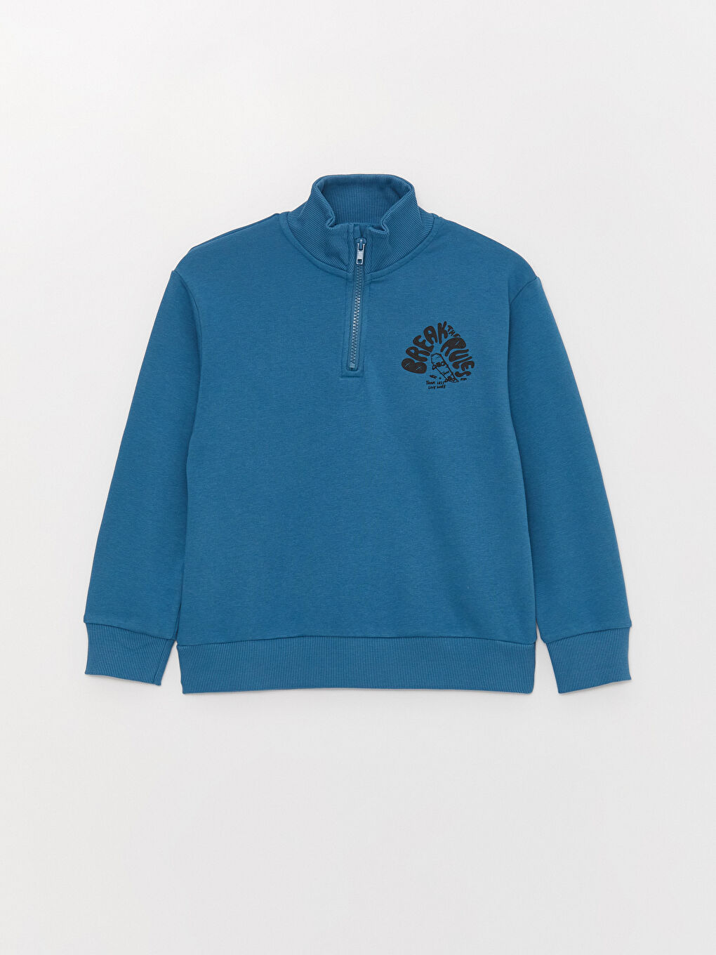 Stand Collar Printed Long Sleeve Boy Sweatshirt