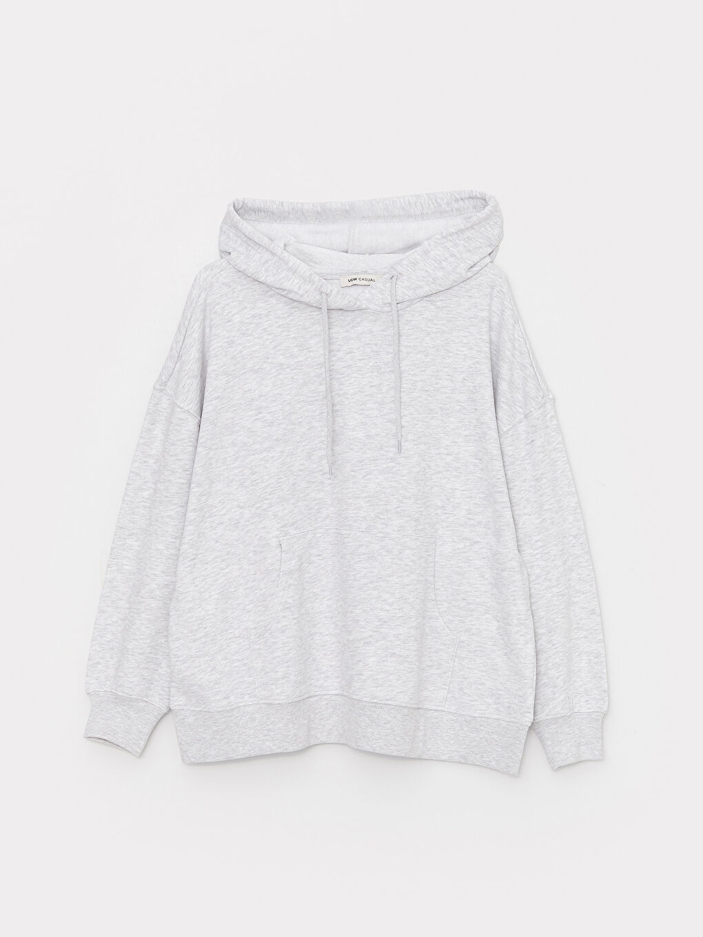 LCW Vision Gri Melanj Düz Oversize Kadın Hoodie - 5