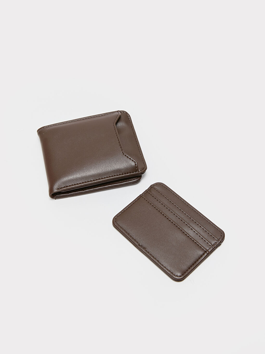 Kahverengi Deri Görünümlü Erkek Cüzdan ve Kartlık-1