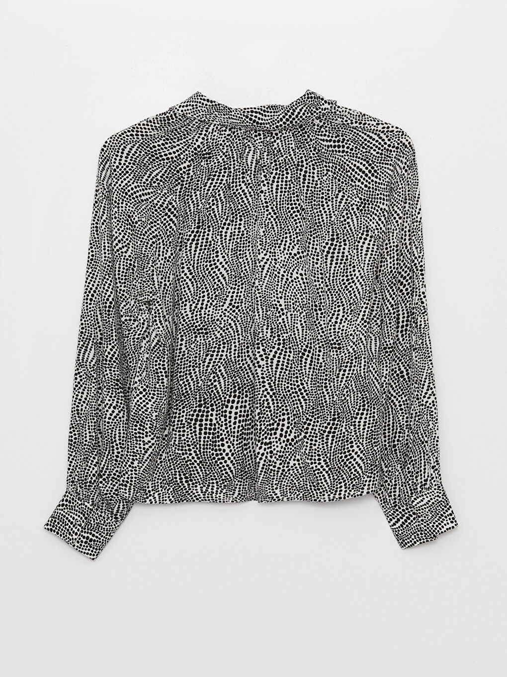 Shirt Neck Patterned Long Sleeve Viscose Women's Blouse-6