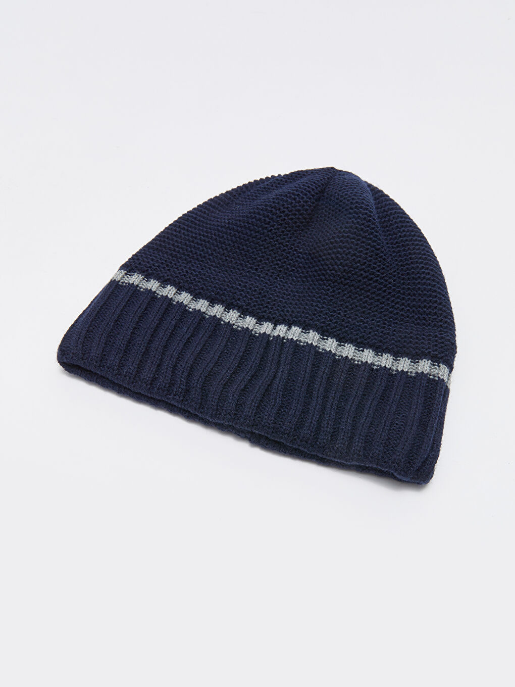 Lacivert Çizgili Erkek Triko Bere-1