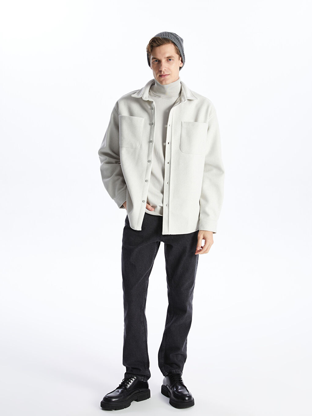 Gri Desenli Erkek Triko Bere-1