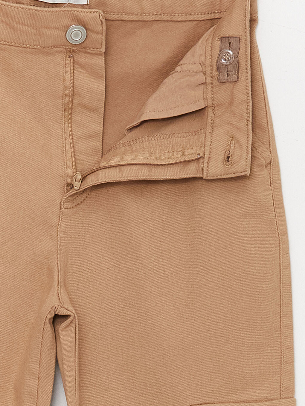 Bej İspanyol Paça Kız Çocuk Kargo Pantolon-3