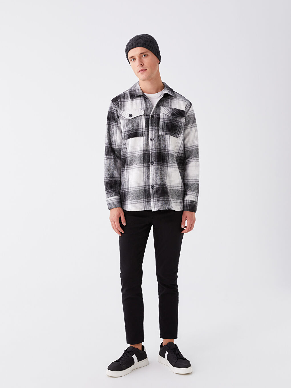 Antrasit Kendinden Desenli Erkek Triko Bere-1