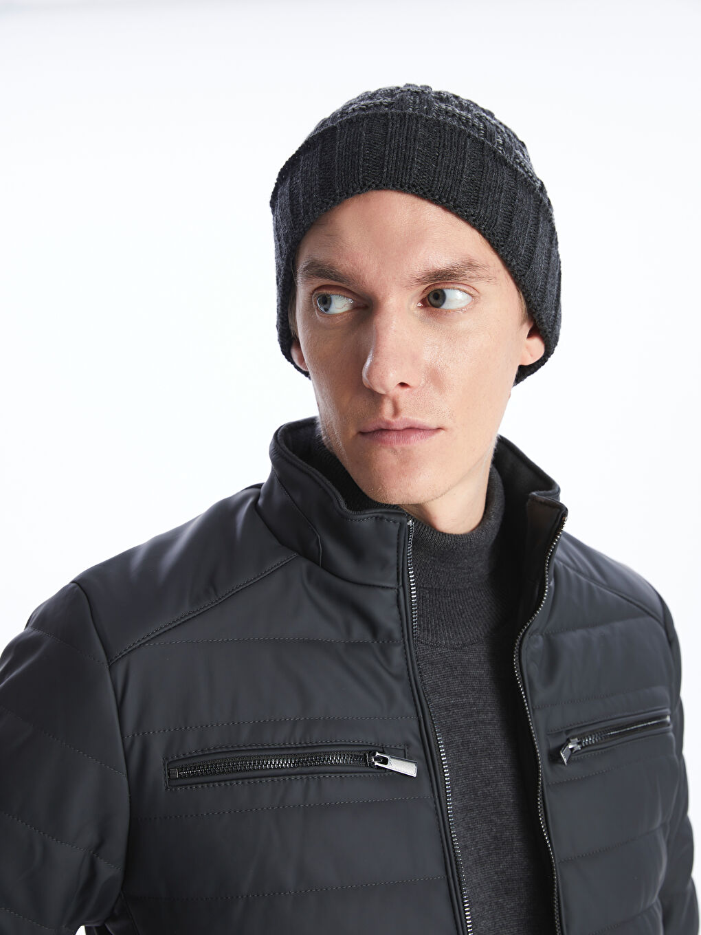 Antrasit Desenli Erkek Triko Bere