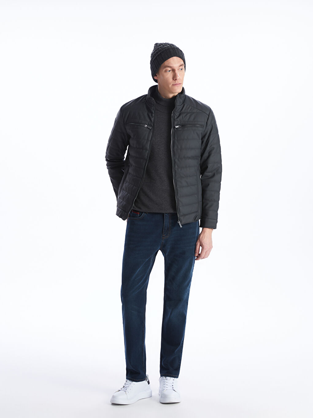 Antrasit Desenli Erkek Triko Bere-1