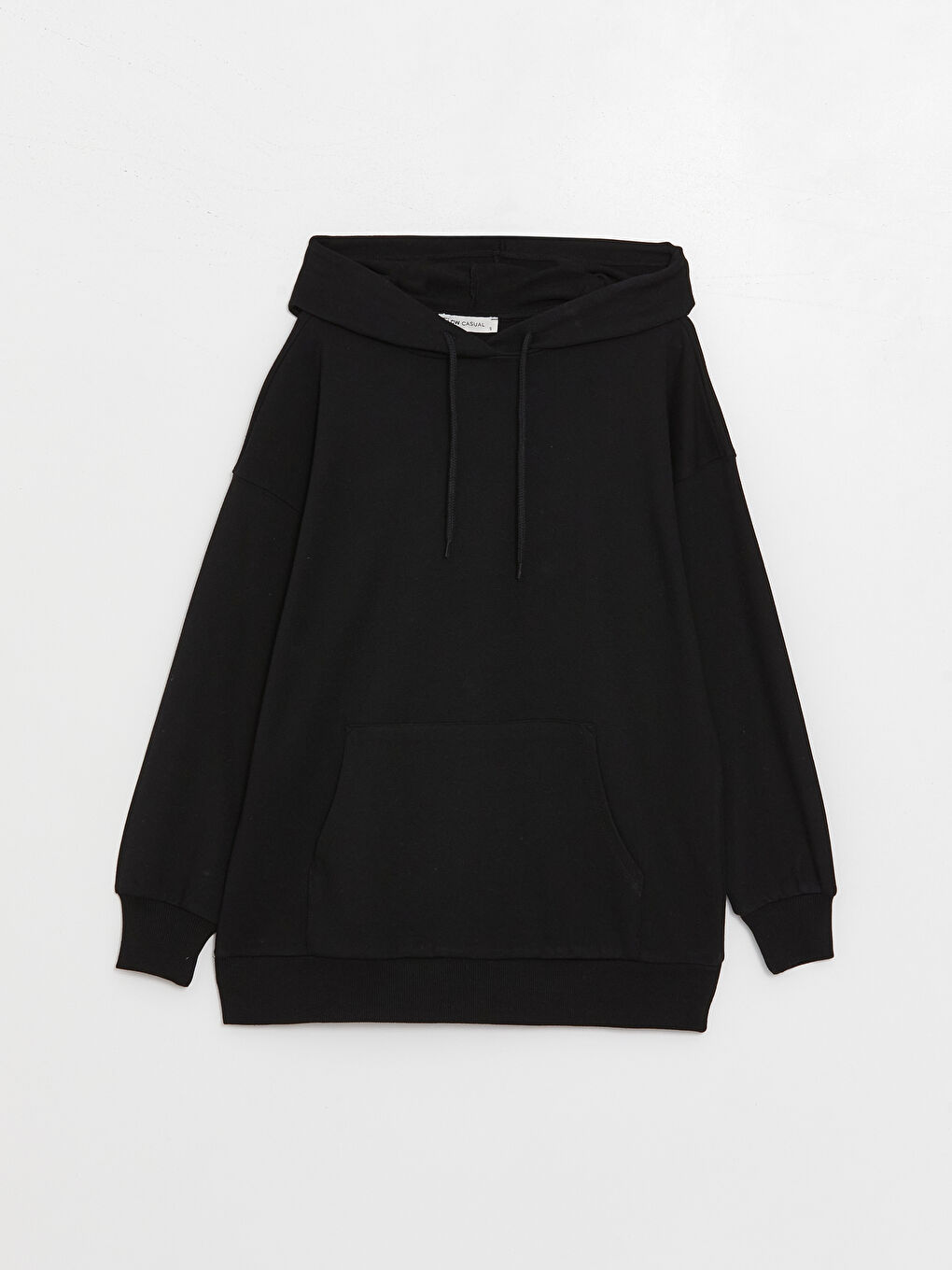 LCW Vision Yeni Siyah Düz Oversize Kadın Hoodie - 5