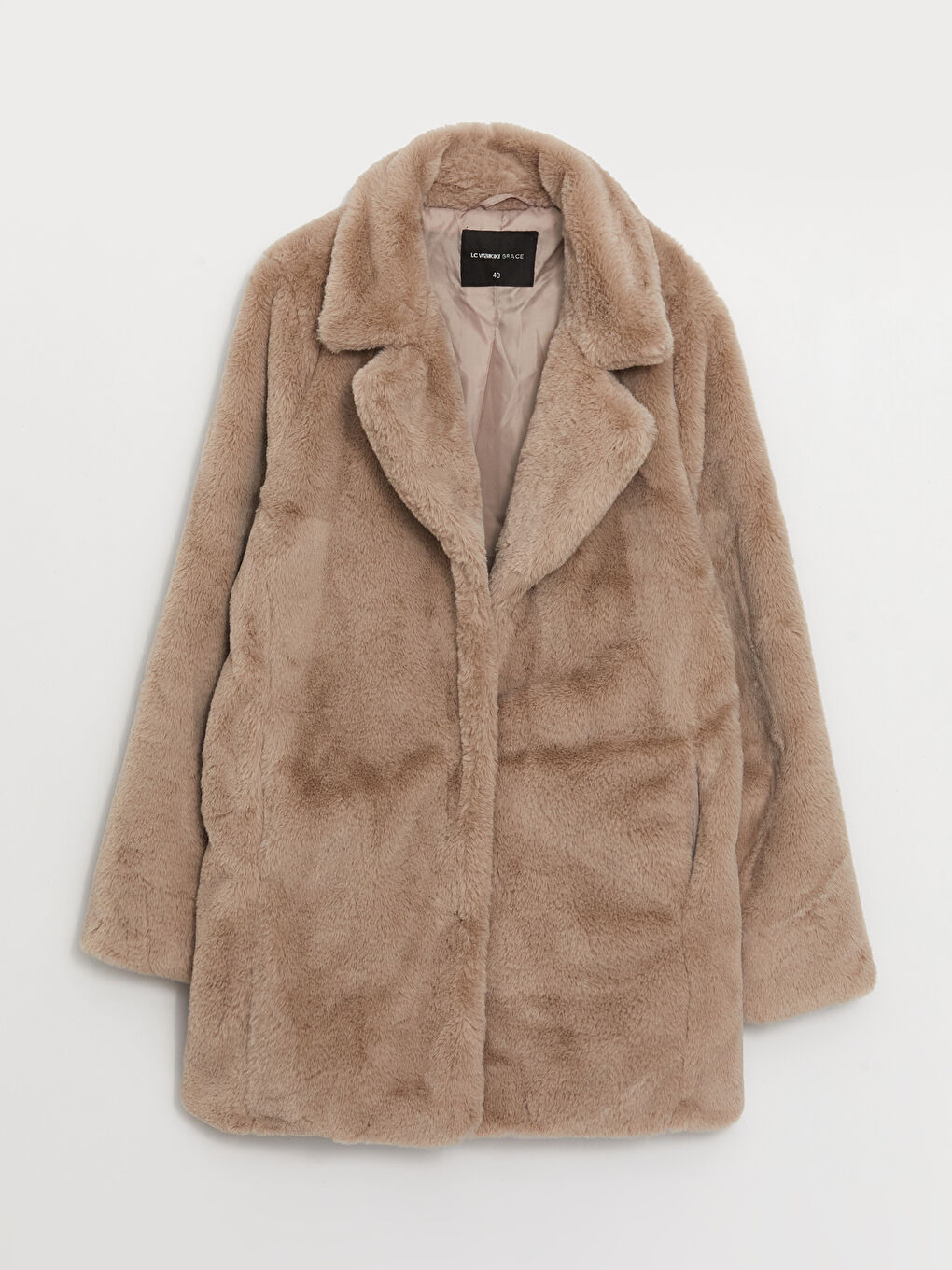 LCW Grace Jacket Neck Women's Fur Overcoat -W37245Z8-K6V
