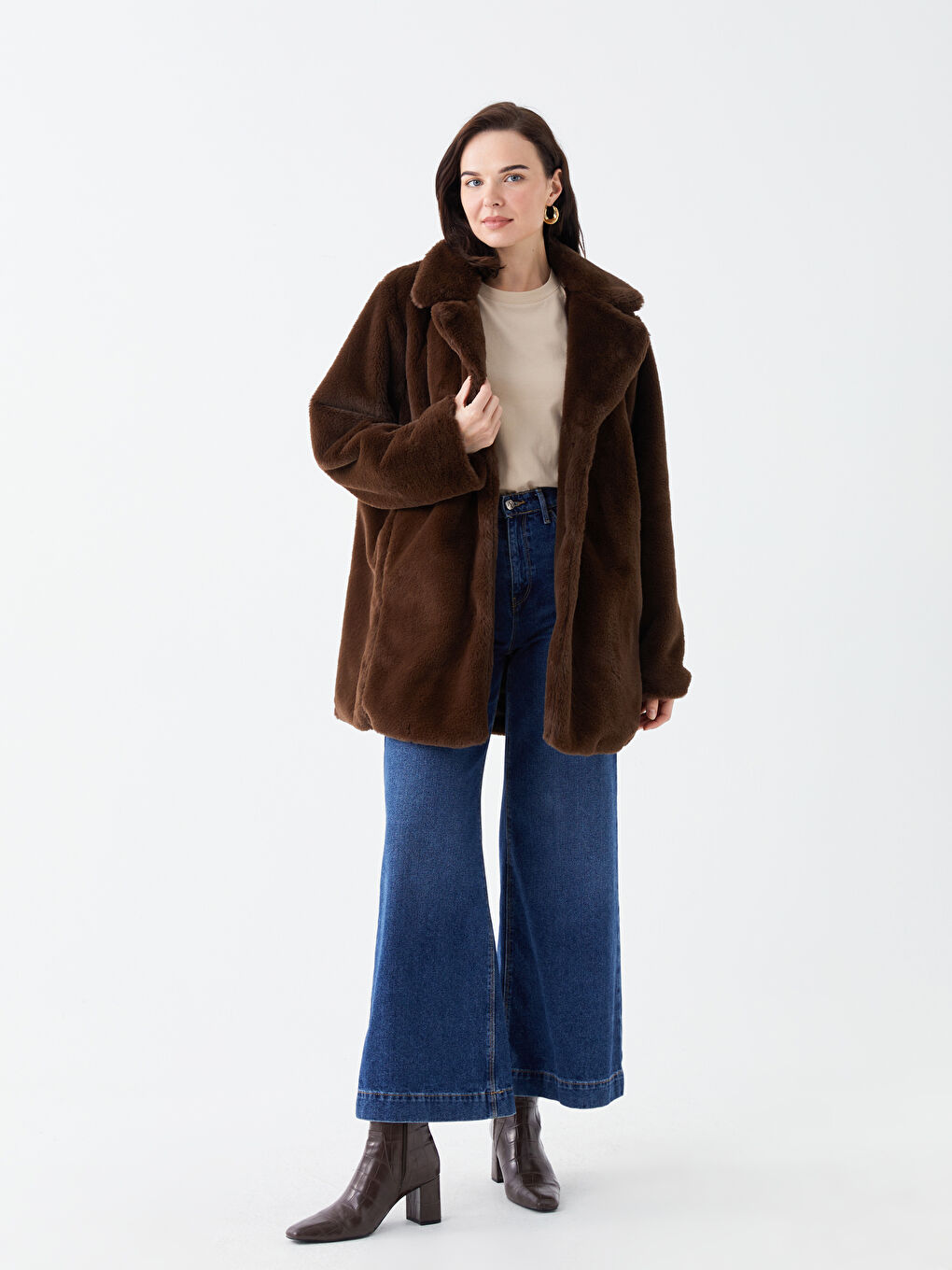 Pardessus en Fourrure pour Femmes à Col de Veste-2