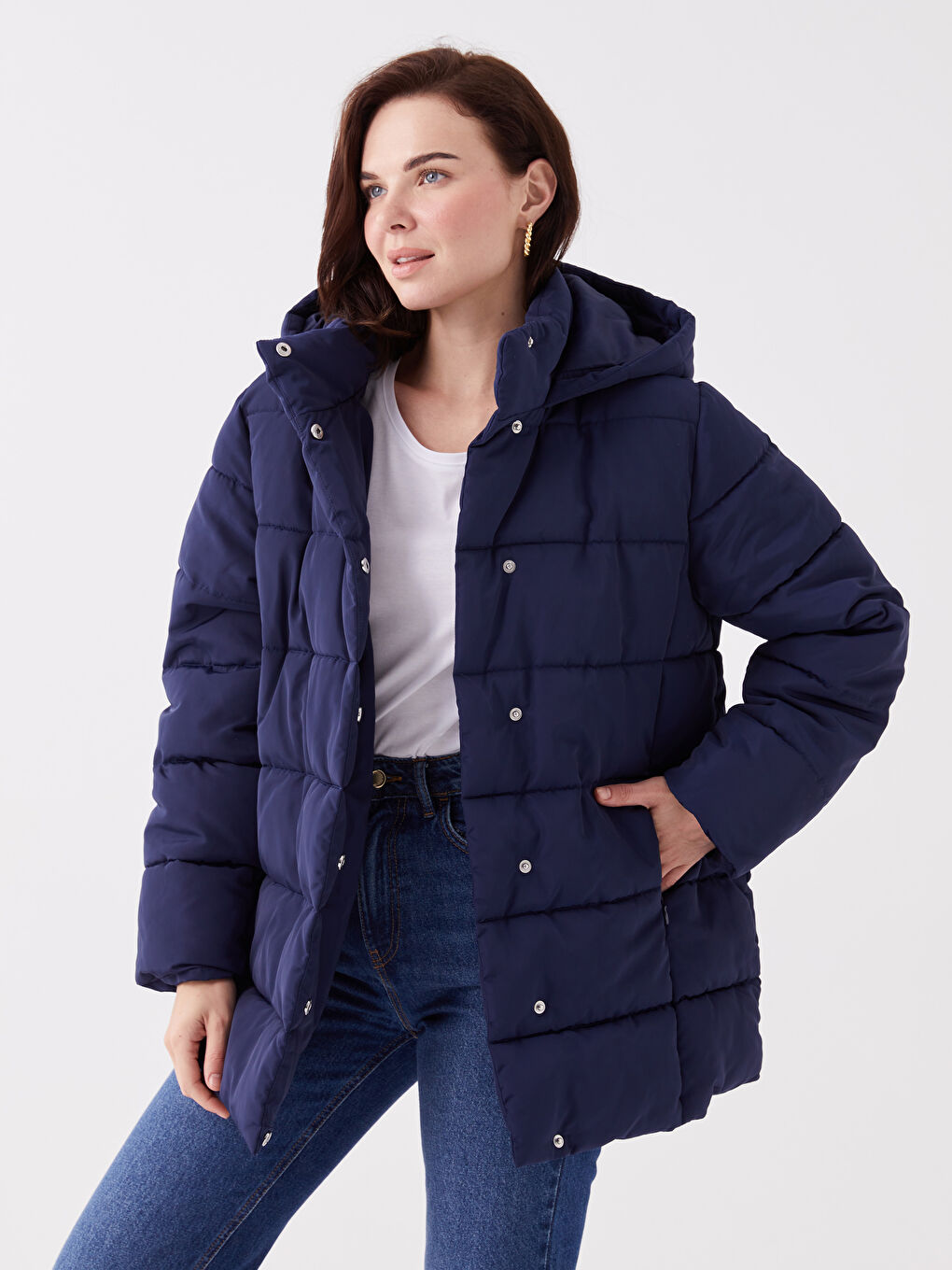Дута куртка з капюшоном для жінок, проста