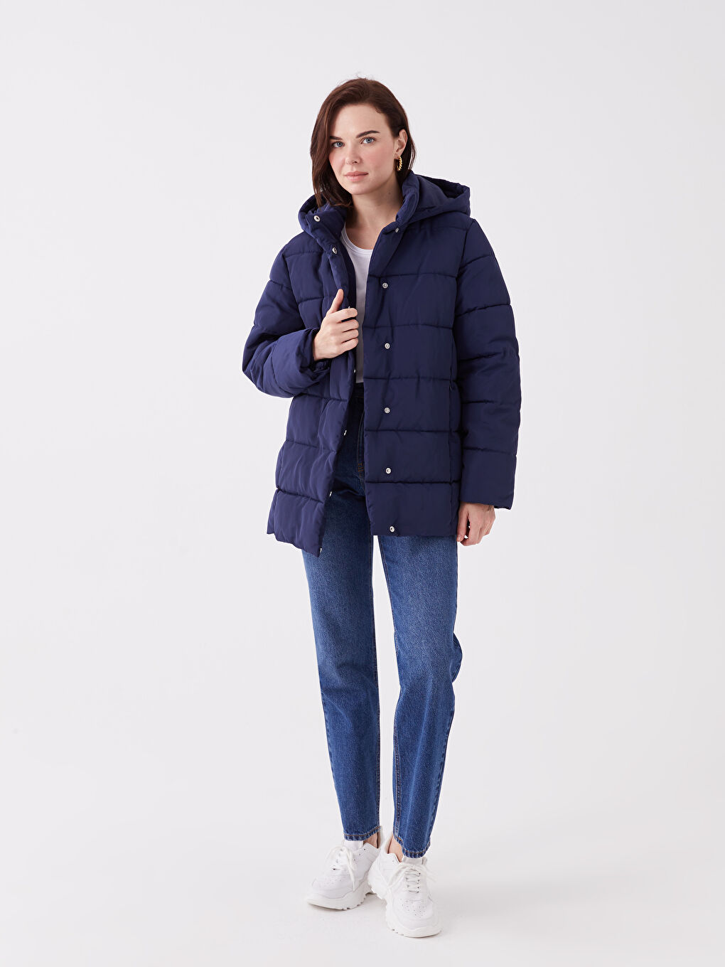 Дута куртка з капюшоном для жінок, проста-2