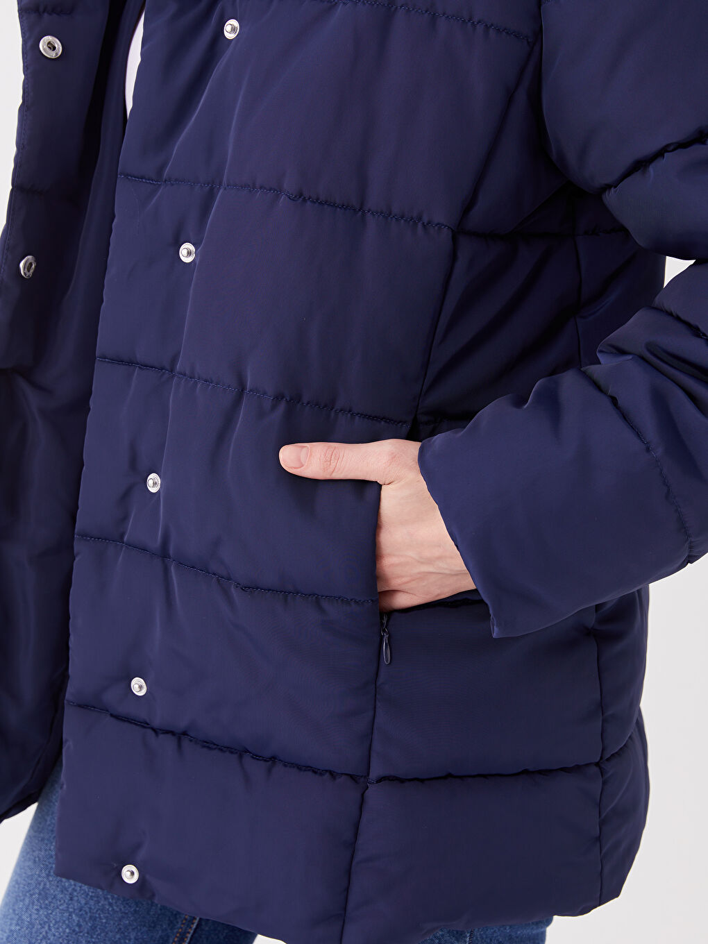 Дута куртка з капюшоном для жінок, проста-3