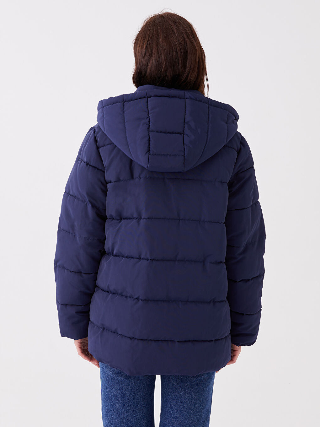 Дута куртка з капюшоном для жінок, проста-5
