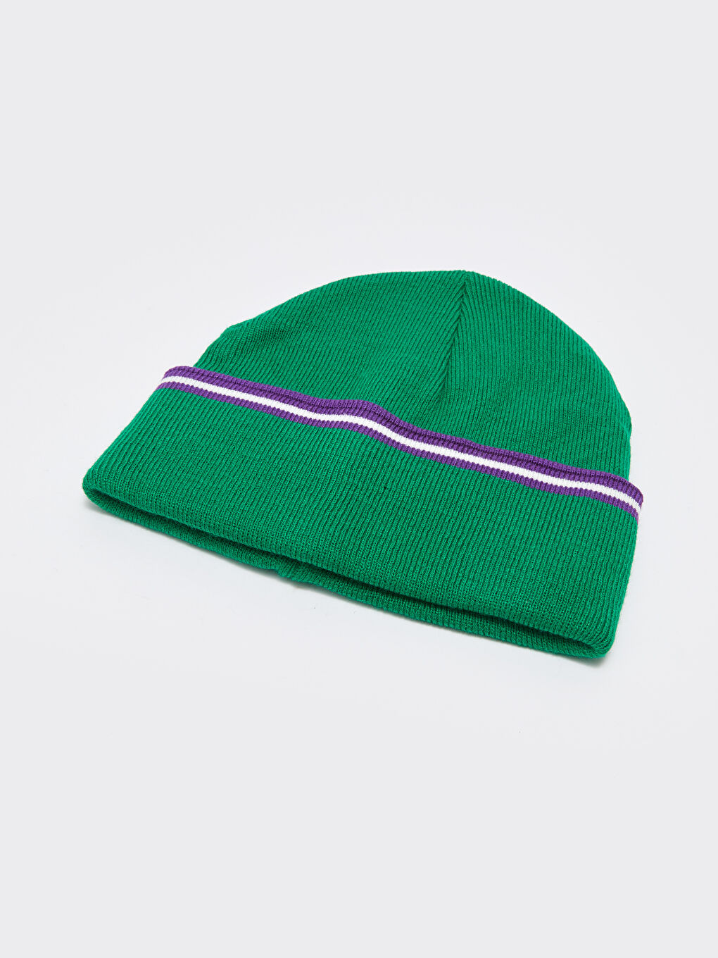 Yeşil Çizgili Erkek Triko Bere-1