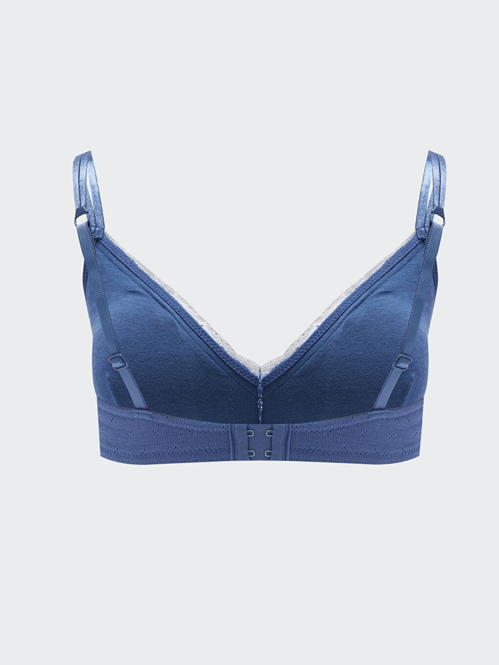 Mavi Balensiz Dolgusuz Dantel Detaylı Sütyen-1