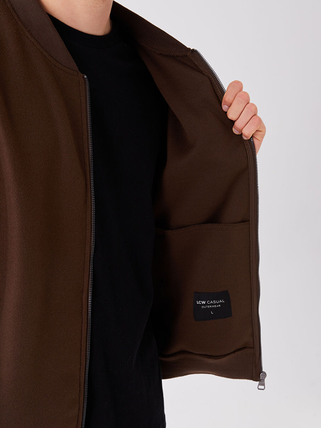 Kahverengi Standart Kalıp Kolej Yaka Erkek Mont-3