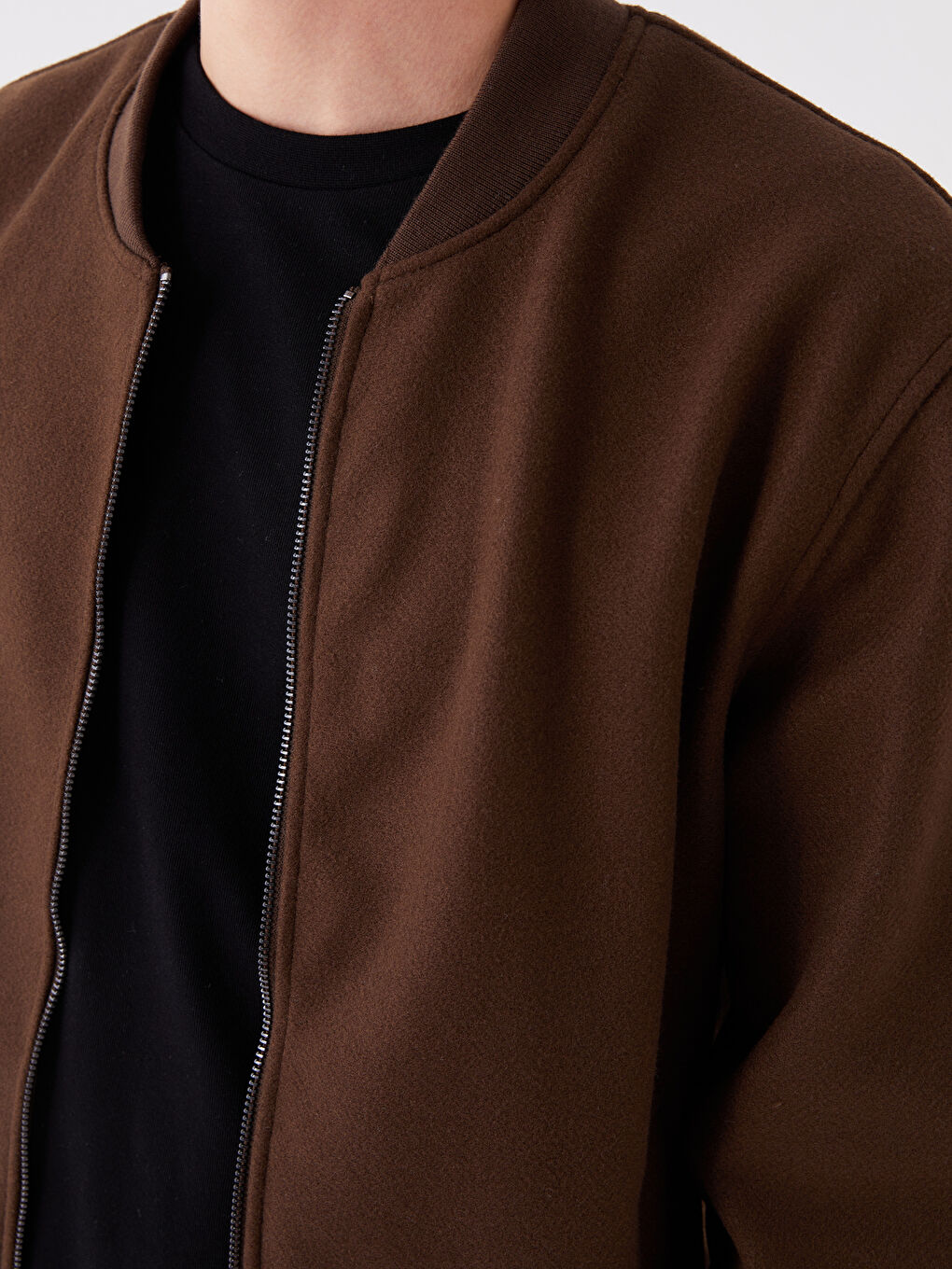 Kahverengi Standart Kalıp Kolej Yaka Erkek Mont-4