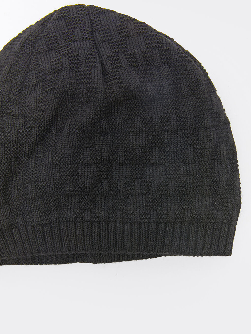 Siyah Kendinden Desenli Erkek Bere-2