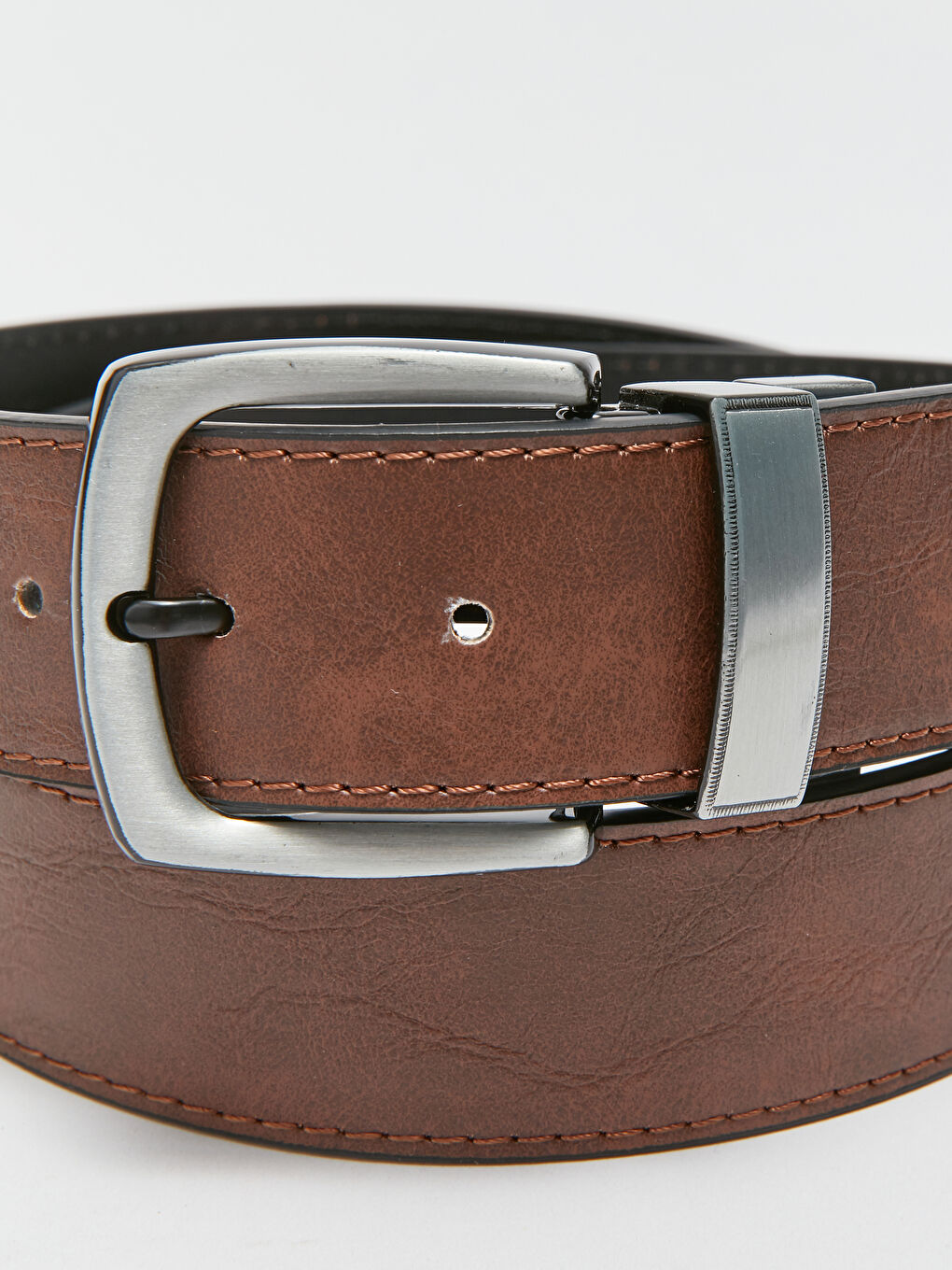 Siyah Deri Görünümlü Erkek Kemer-3