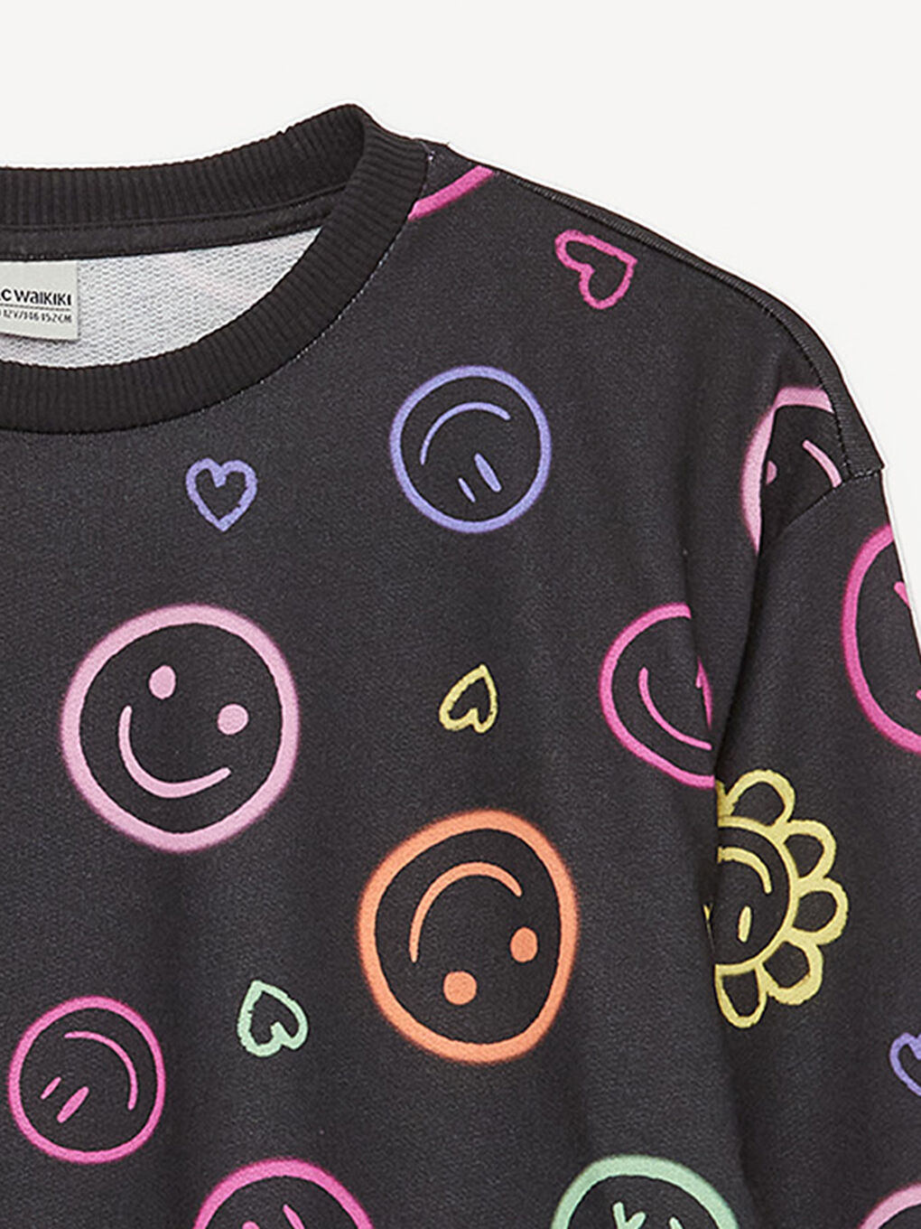 Світшот для дівчаток з круглим вирізом горловини, з принтом, довгий рукав-4