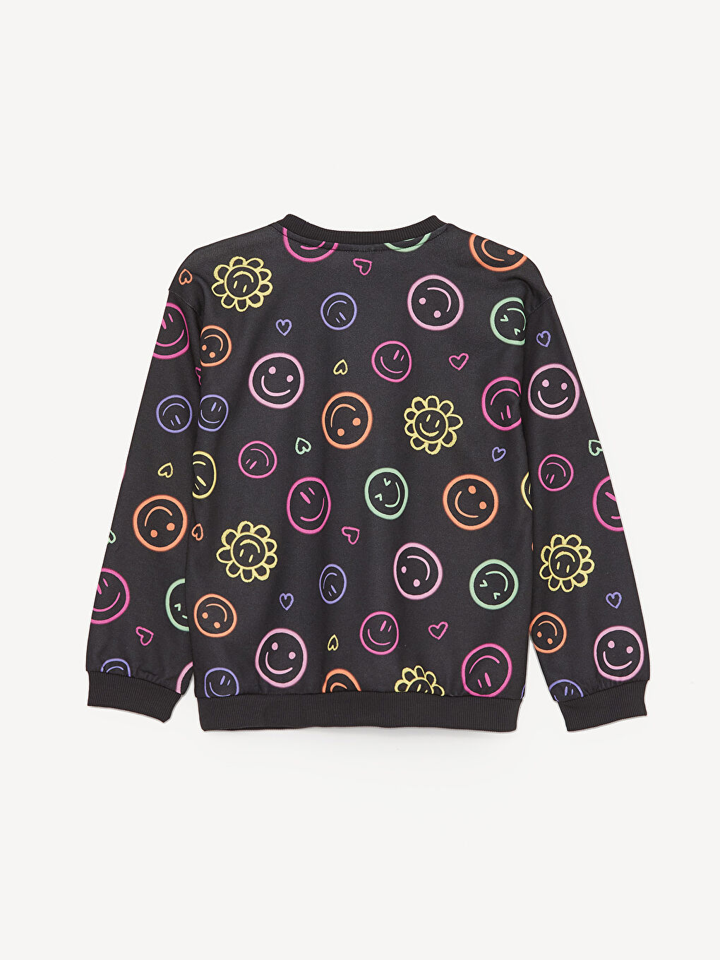 Світшот для дівчаток з круглим вирізом горловини, з принтом, довгий рукав-5