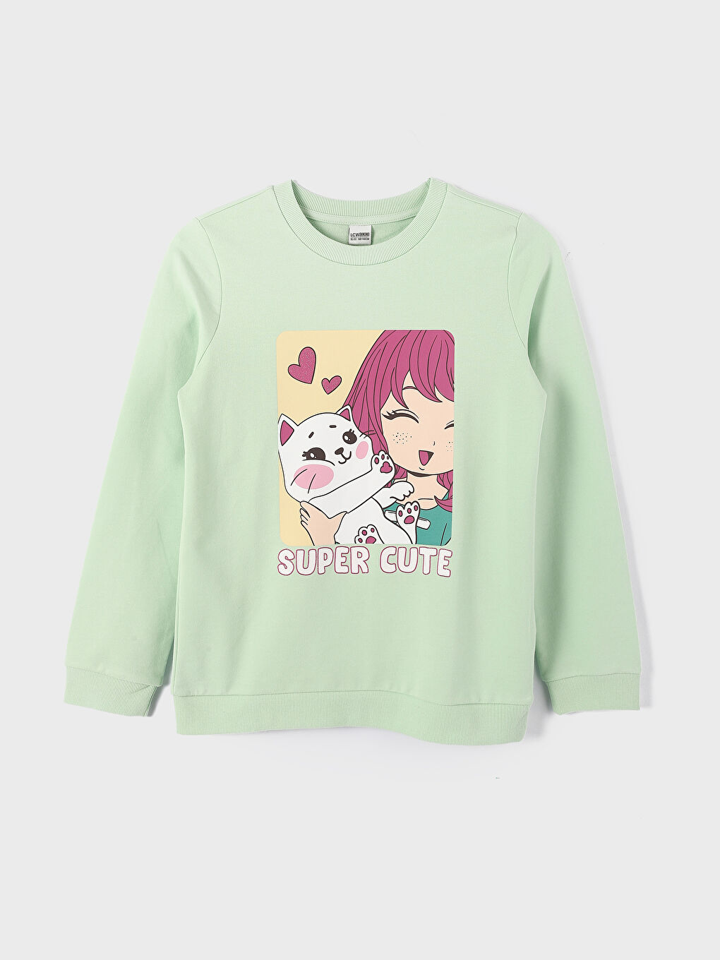 Crew Neck Long Sleeve Printed Girls' Sweatshirt