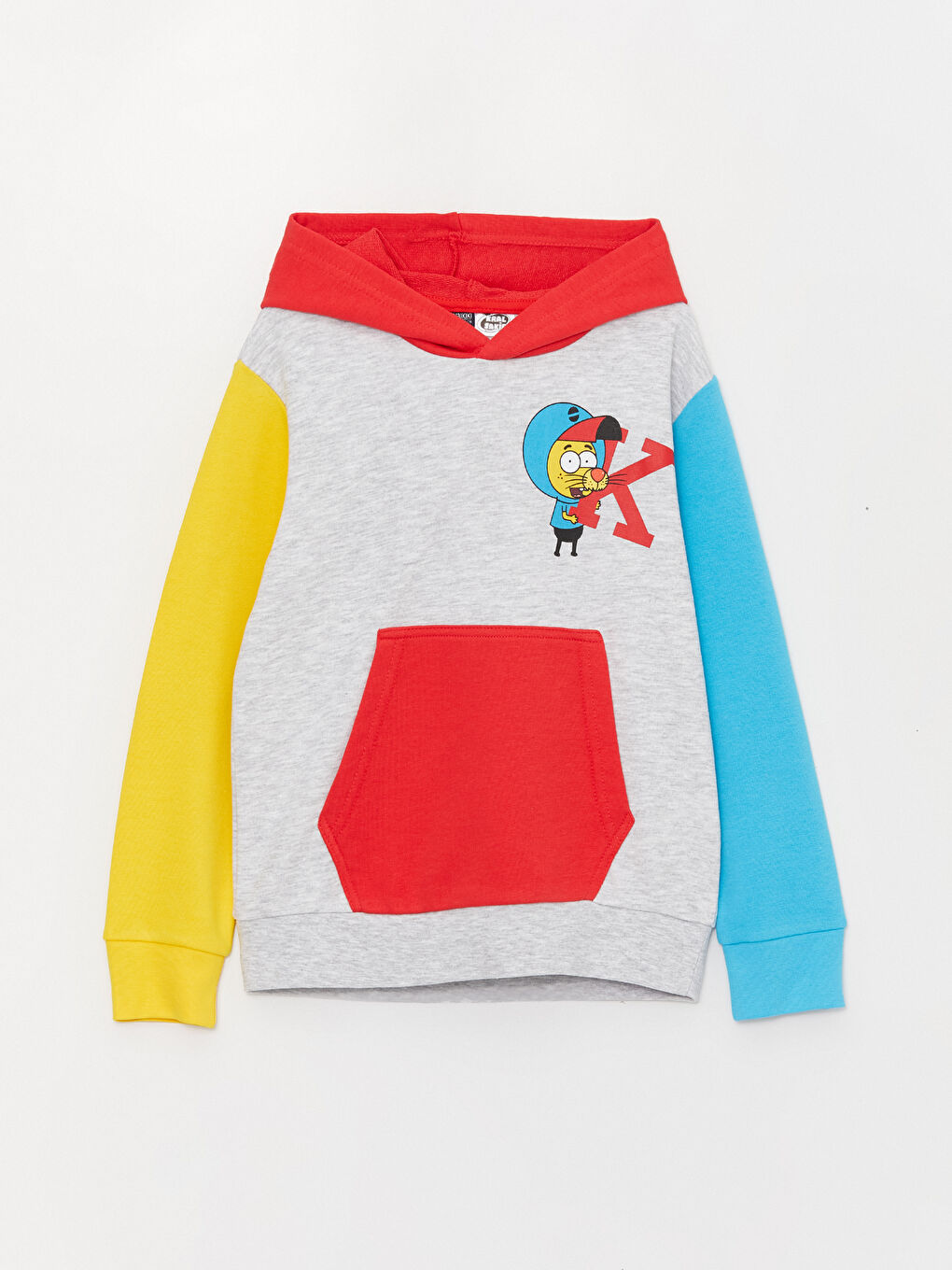 LCW Kids Açık Gri Melanj Kral Şakir Baskılı Erkek Çocuk Hoodie