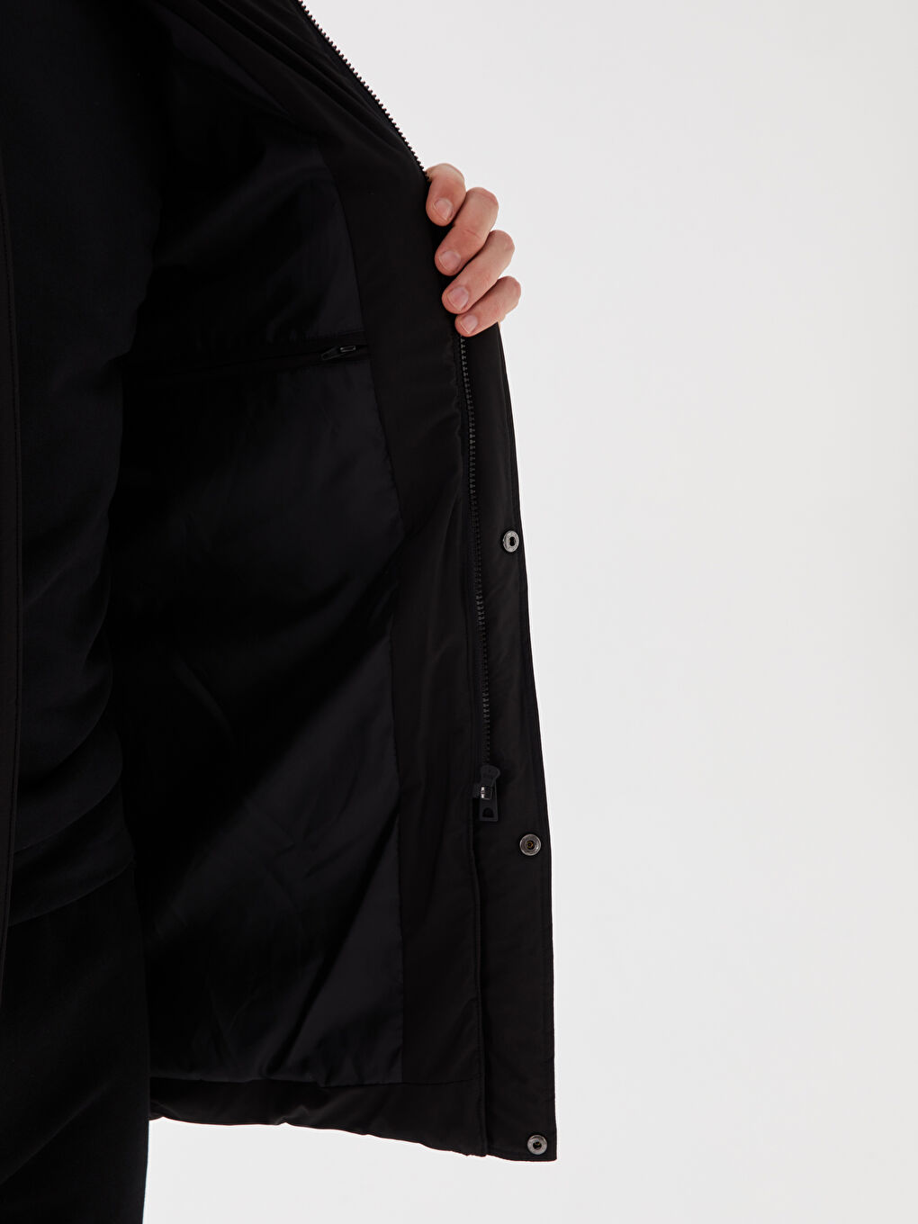 Ерлерге арналған стандартты пішім капюшонды пуховик пальто-4