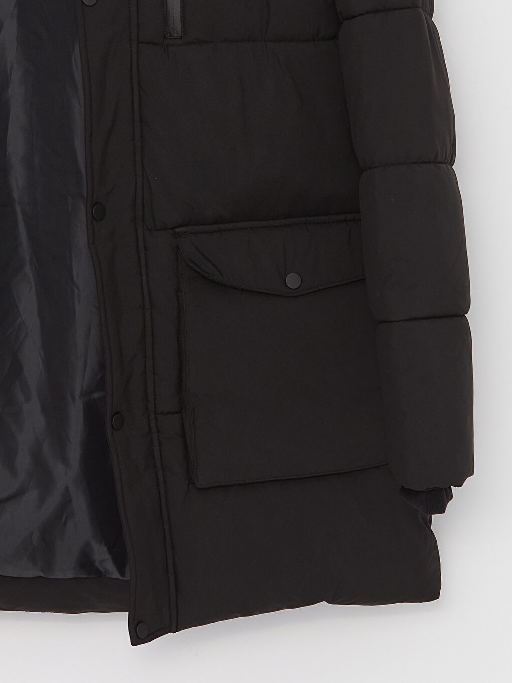 Ерлерге арналған стандартты пішім капюшонды пуховик пальто-8