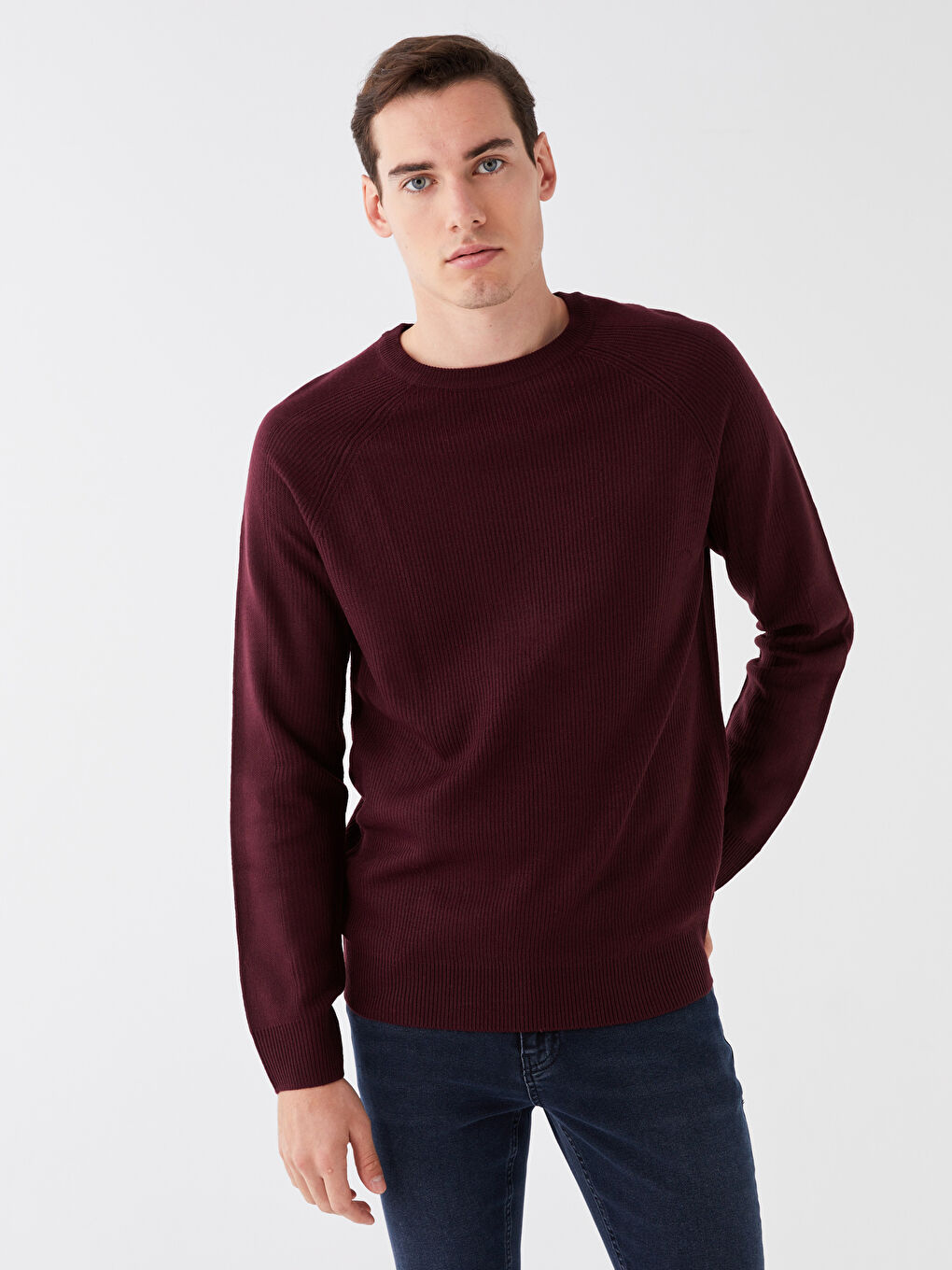 XSIDE Crew Neck Long Sleeve Men's Tricot Sweater -W37480Z8-RQJ