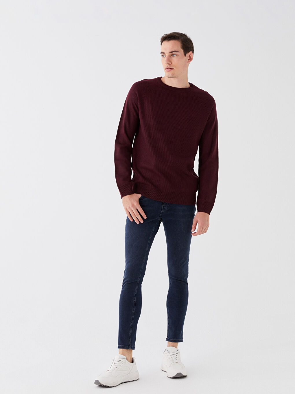 XSIDE Crew Neck Long Sleeve Men's Tricot Sweater -W37480Z8-RQJ